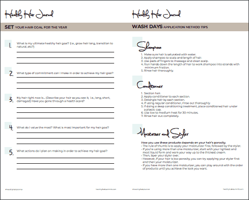 Natural Healthy Hair Regimen Planner