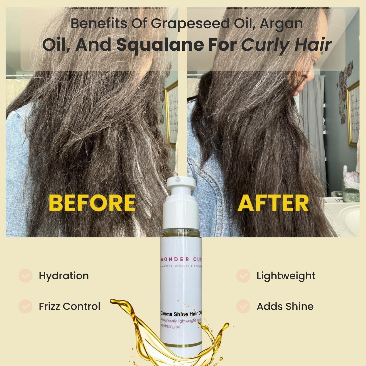Gimme Shine Hair Oil That Protects from Breakage with Grapeseed Oil Argan Oil and Squalane