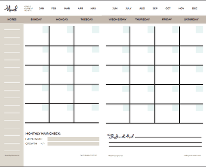 Natural Healthy Hair Regimen Planner